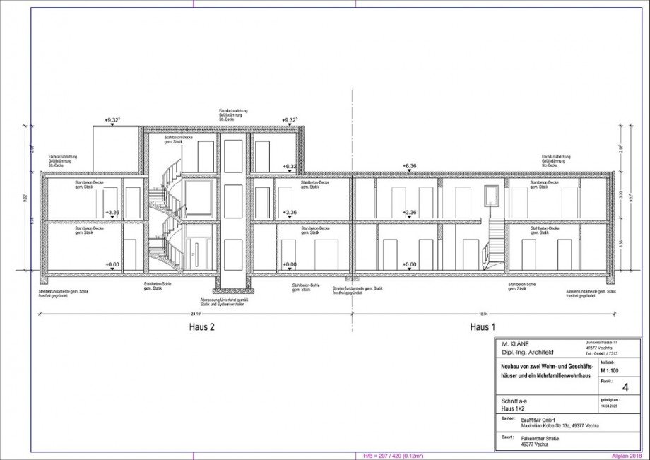Schnitt Haus 1+2 Haus Vechta