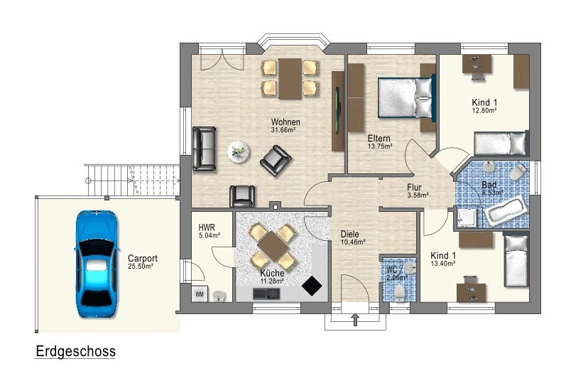 Grundriss EG Bungalow Wildeshausen
