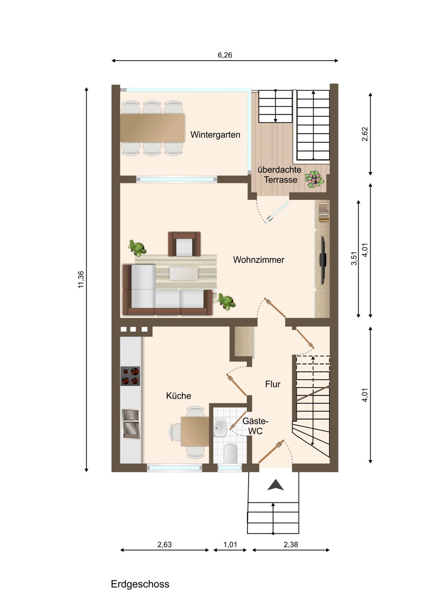 Erdgeschoss Reihenmittelhaus Barnstorf