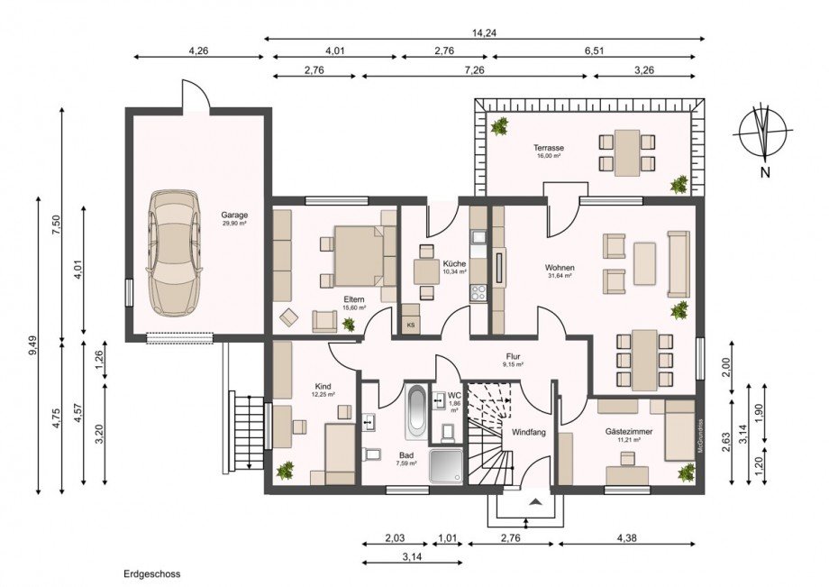 Erdgeschoss Zweifamilienhaus Barnstorf / Walsen