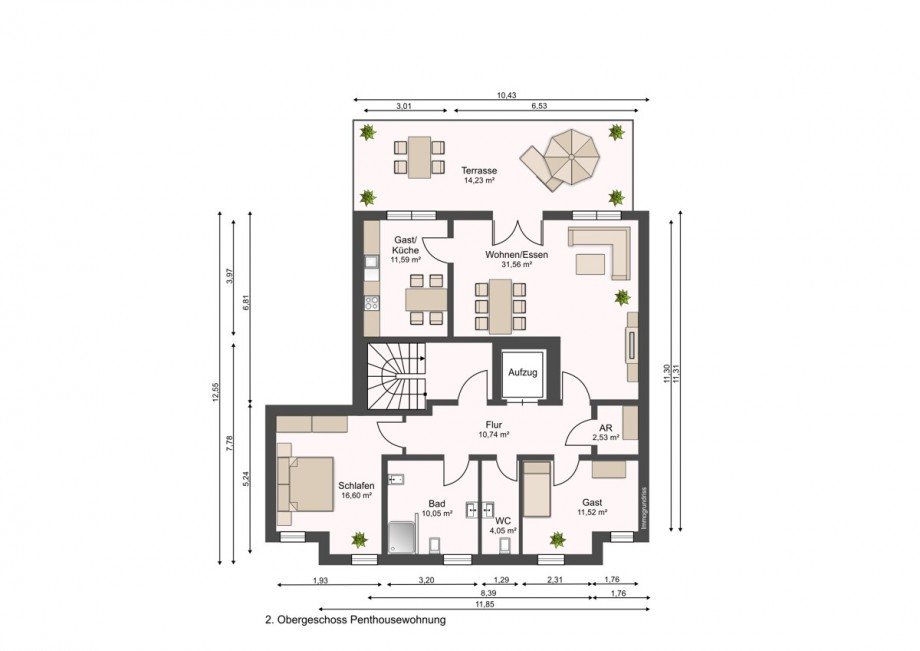 2. Obergeschoss Penthousewohnung Haus Vechta