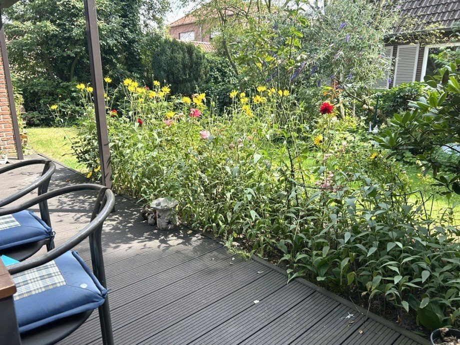 Blick von der Terrasse in den Garten Einfamilienhaus Vechta