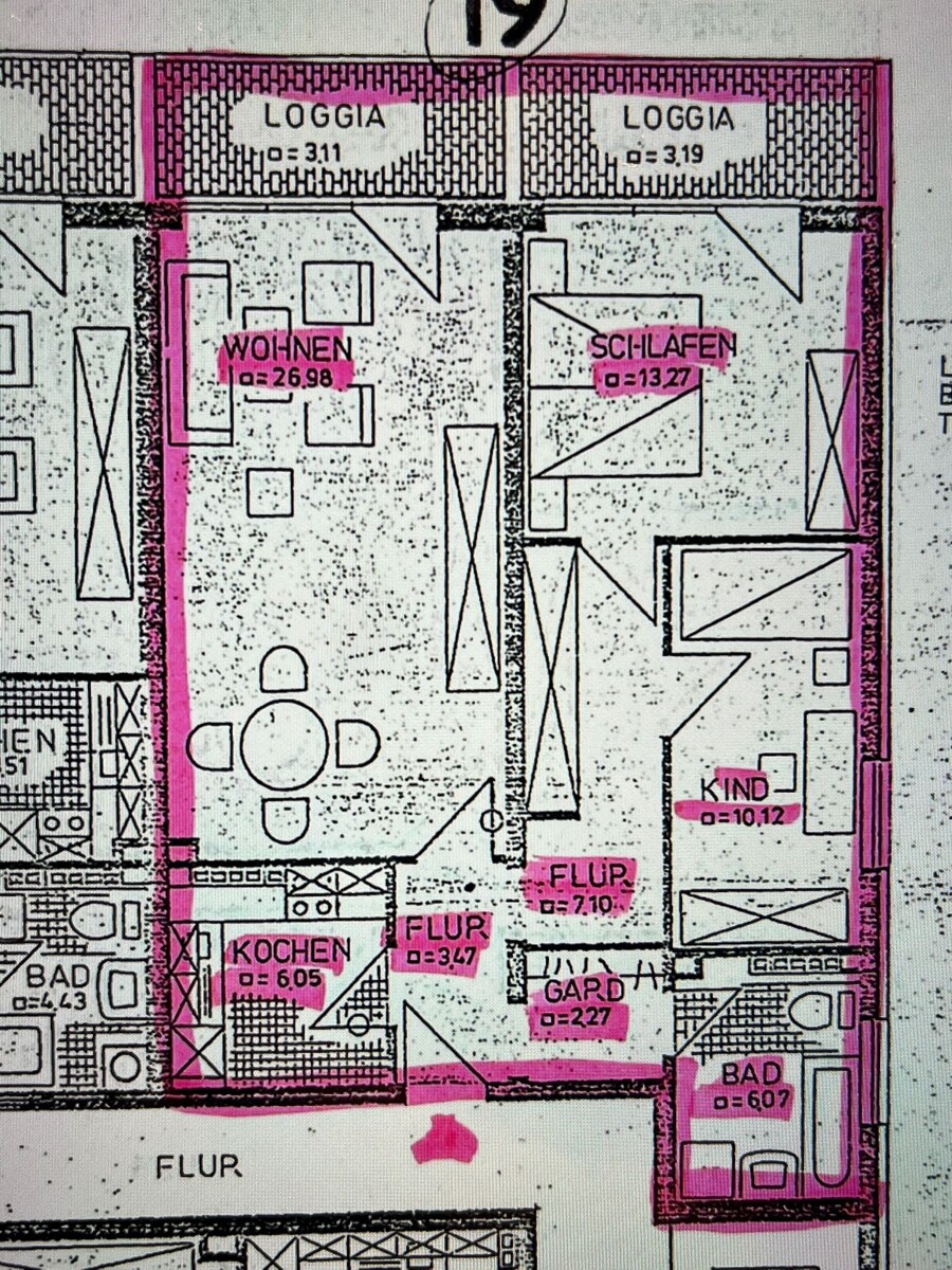 Grundriss zur Wohnung aus Aufteilungsplan Etagenwohnung Neustadt in Holstein / Pelzerhaken